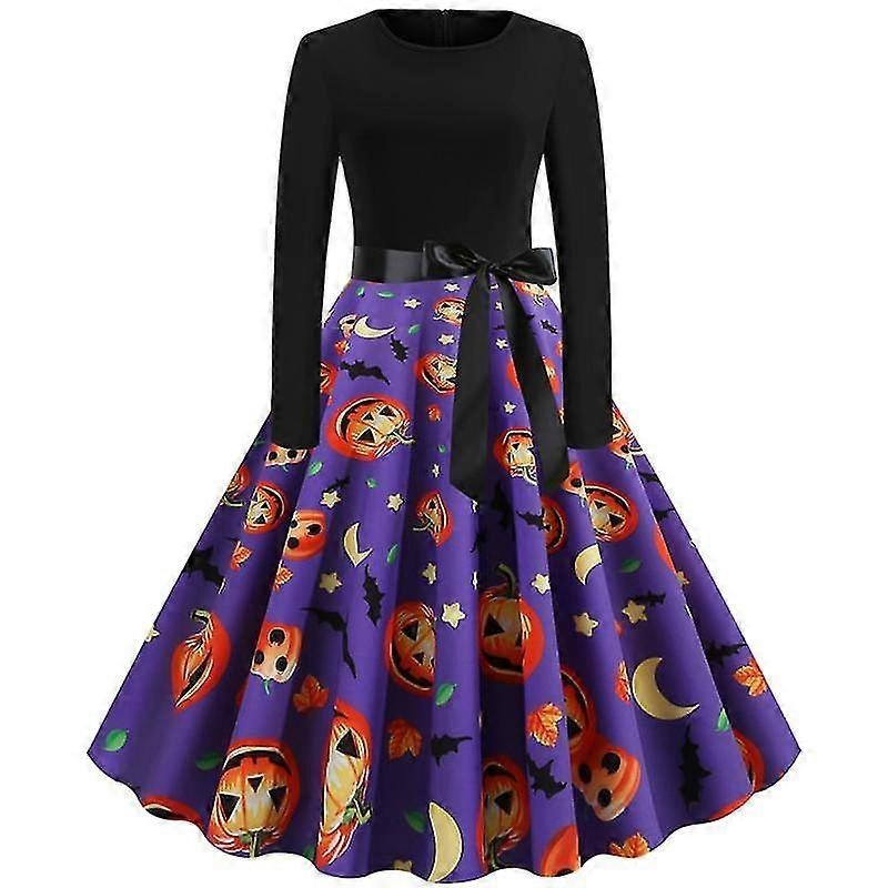 Ladies’ Halloween Print Casual Round Neck Sexy Dress | Fruugo SG