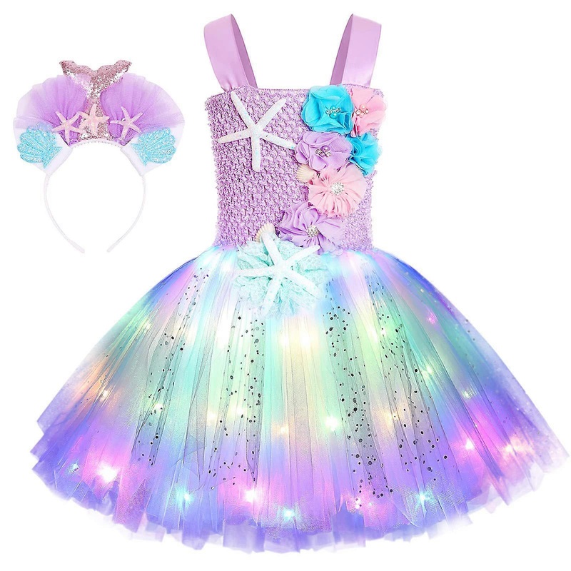 Princess Tutu Girls LED Light Up Mermaid Princess Dress Birthday Outfit | Fruugo SG