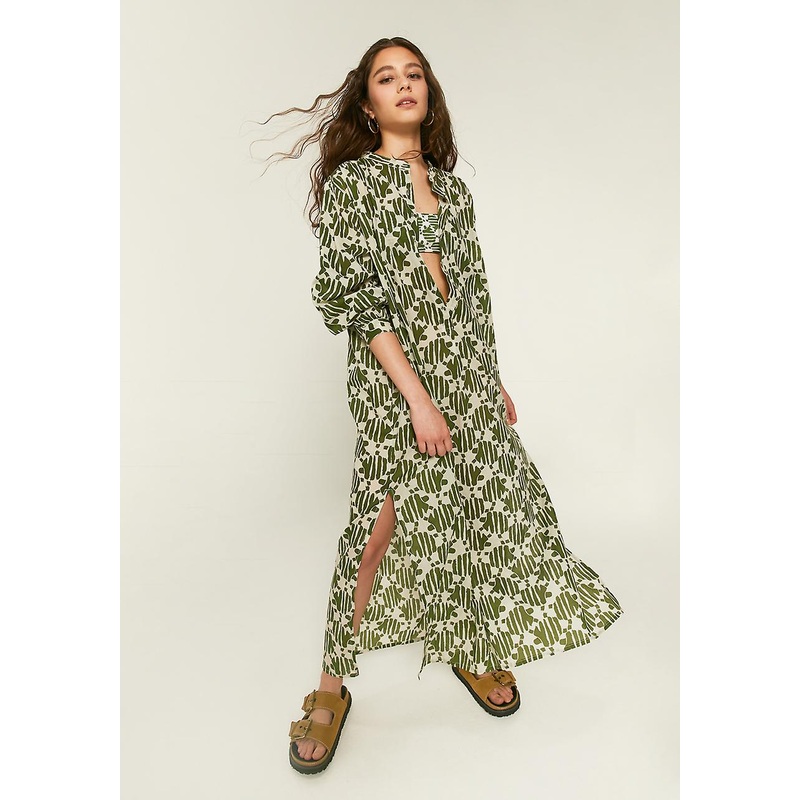 Turtle print longsleeved maxi shirt dress by Compania Fantastica | Fruugo SG