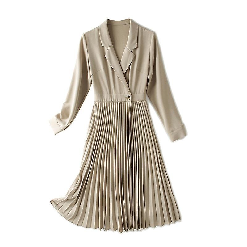 Women Dress Classic Commuter Stitching Pleated Slimming Long Hepburn Style Business Suit And | Fruugo SG