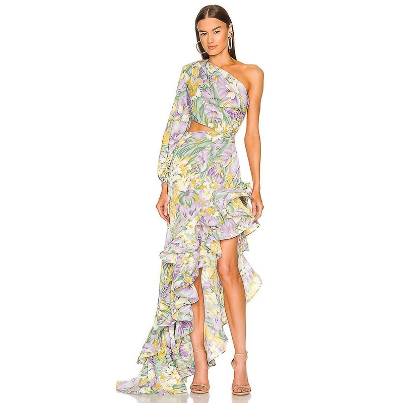 Women Girls Dress Comfortable Sexy Slim-fit Hip Skirt Irregular Ruffled Floral  Oblique Shoulder | Fruugo SG