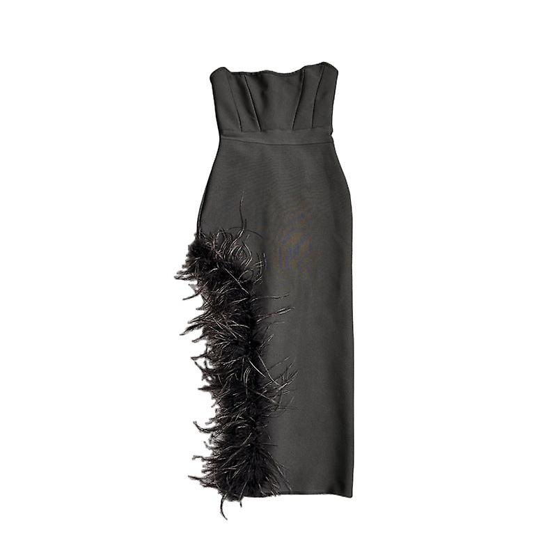 Women Girls Dress Comfortable Sexy Slit Tube Top Side Feather Bandage Slim Stretch | Fruugo SG