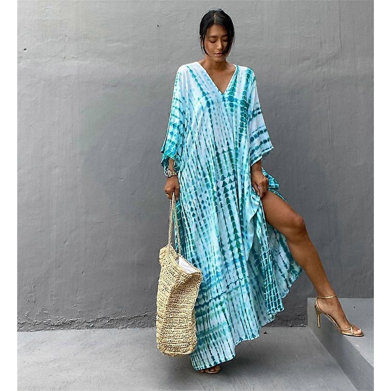 Women’s Beach Blouse Printed Beach Long Dress Cover-up Dress Sundress DN0013 | Fruugo SG