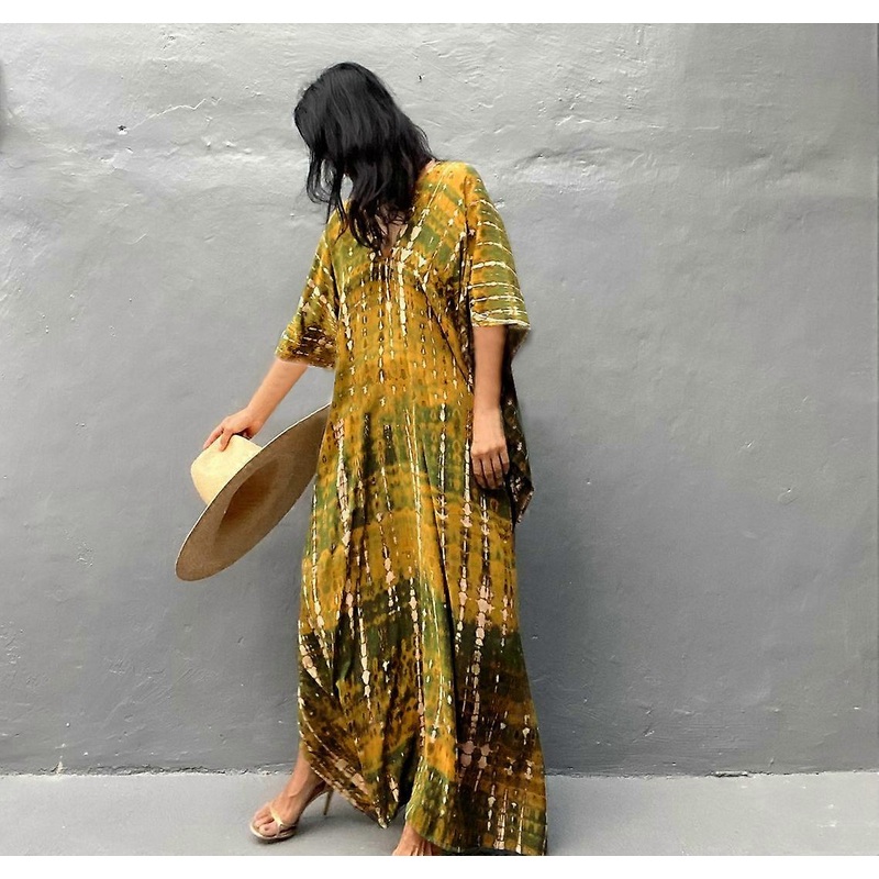 Women’s Beach Blouse Printed Beach Long Dress Cover-up Dress Sundress DN0029 | Fruugo SG
