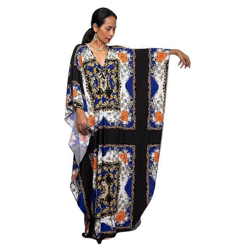 Women’s Print Maxi Dress Batwing Sleeve Beach Dress Plus Size Sundress Beachwear Kaftan Cover-ups DN0537 | Fruugo SG