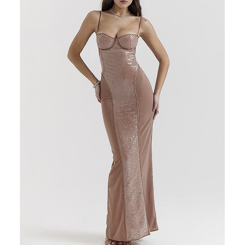 Women’s Sleeveless Bodycon Dress Spaghetti Strap Elegant Evening Party Long Dresses | Fruugo SG