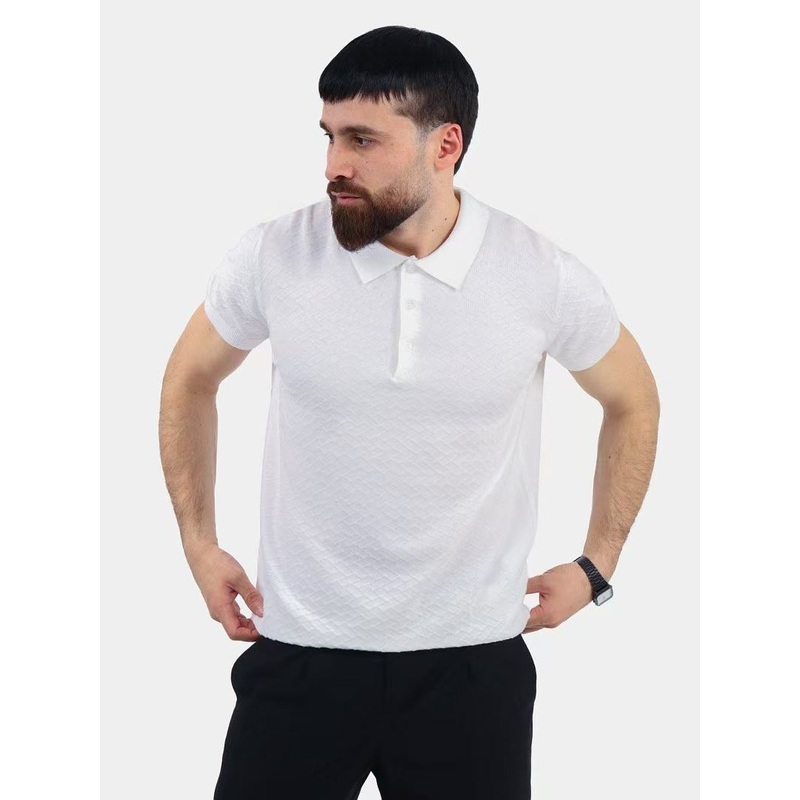 Fashionable Mens T-Shirt Knitted Summer Polo Collar, White – Knitted Men and T-Shirt Knitted price|Free Size