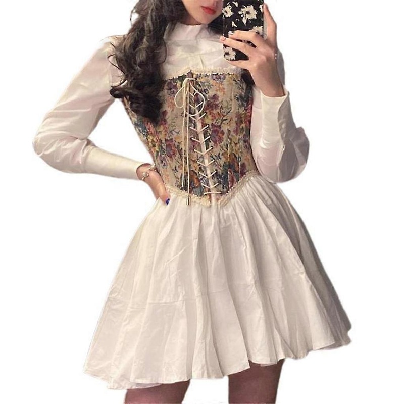 French Style Vintage Floral Women Skinny Sexy Temperament High Street Slender Shirring Tube Tops Lace Strap  M | Fruugo SG