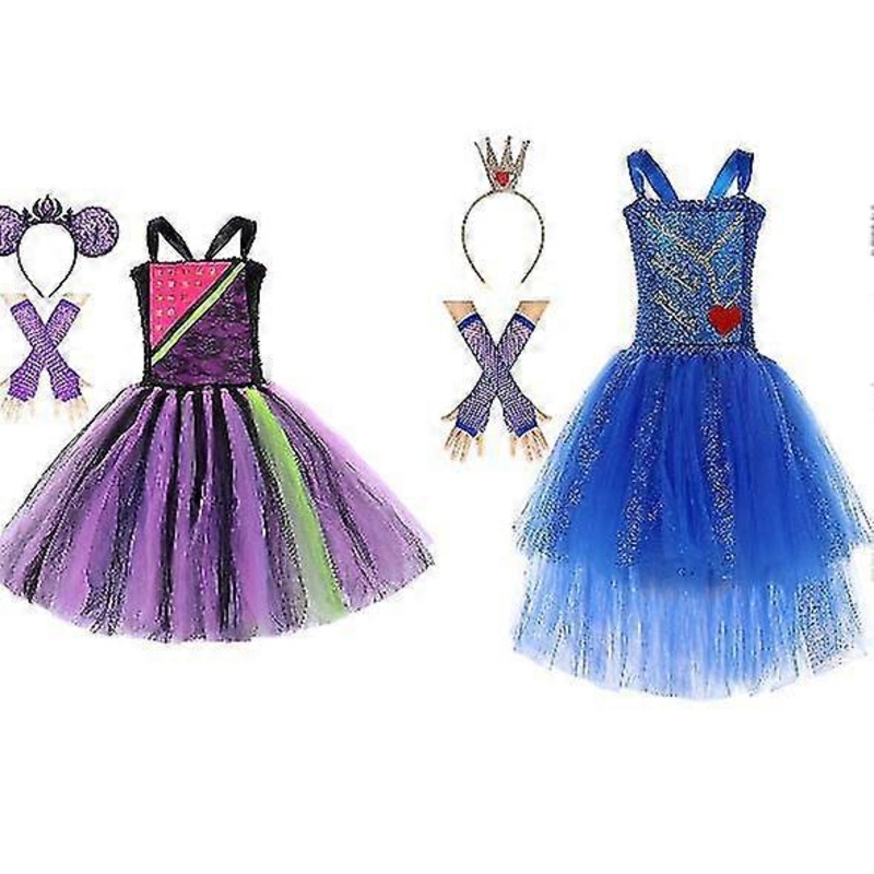 Halloween Descendant Descendants Princess Moni Dolly Dress Blue Sequin Dress Girl’s Tail Dress | Fruugo SG
