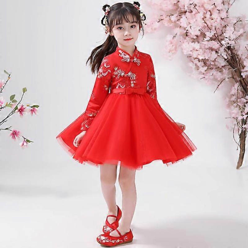 JWL-Girls Cheongsam Dress Chinese Hafu Kids Dresses  Baby Traditional Chinese Flower Girl Dress Wedding Garments New Year Dress | Fruugo SG