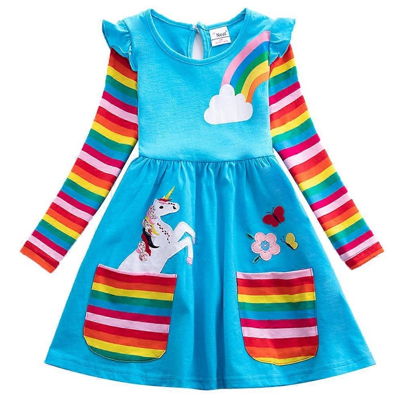 Kids Girls Casual Unicorn T-shirt Dress Long Sleeve A-line Dresses | Fruugo SG