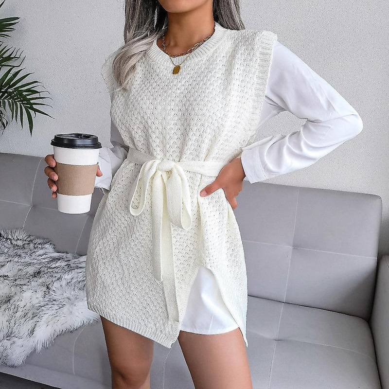 Women Fall Winter Casual Lace Up Vest Sweater Chic Knitted Dress S-l | Fruugo SG