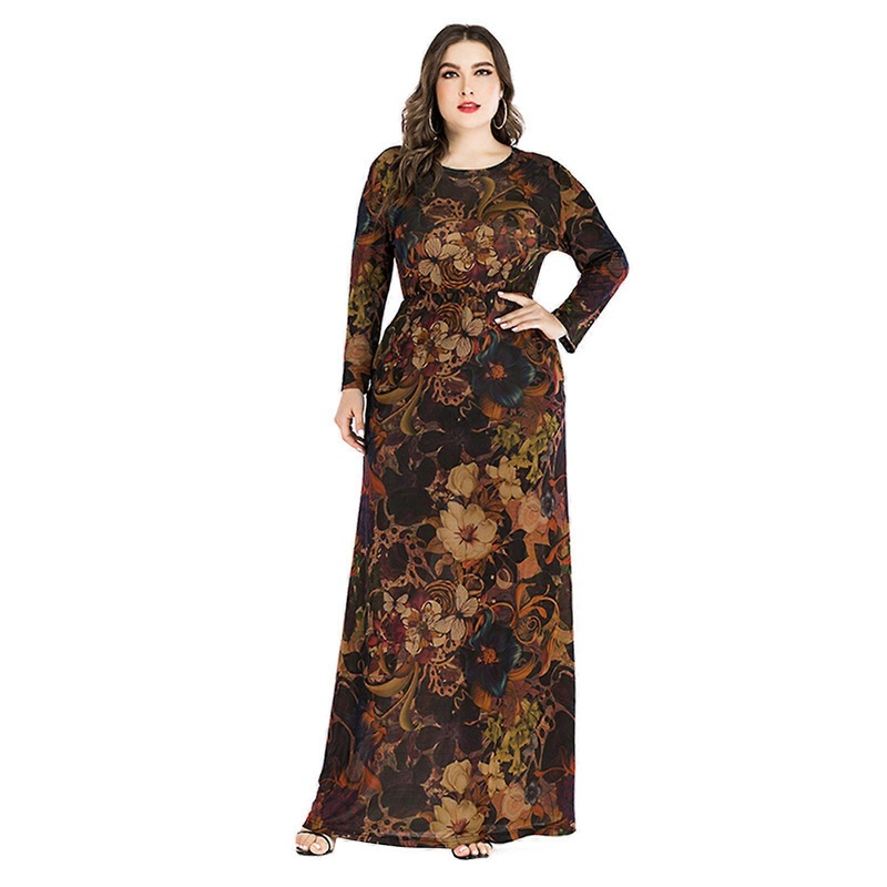 Women’s Casual Beach Dress Elegant Long Sleeve Dress Plus Size Floral Print Dress Nice Holiday Dress Summer Party Dress  XL brown | Fruugo SG