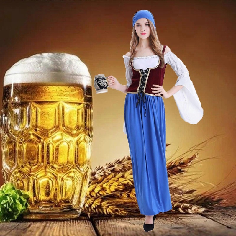 Women’s Large Size German Ethnic Vest Long Dress Off Shoulder Oktoberfest Beer Girl Costume With Scarf Cocktail Dresses Elegant | Fruugo SG