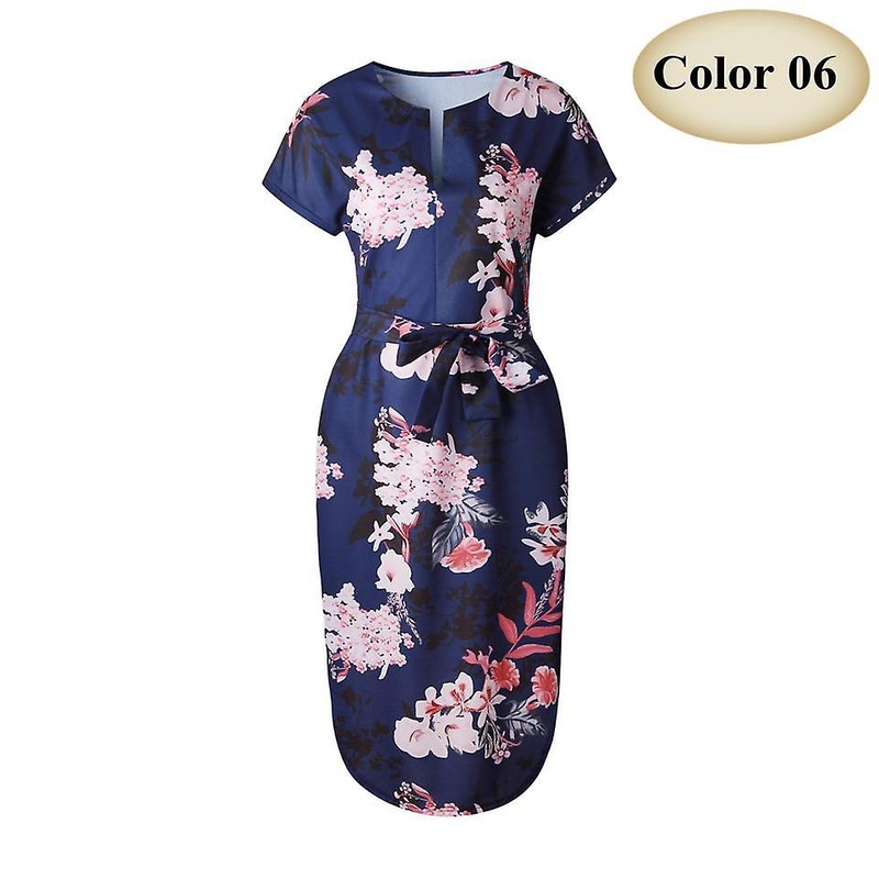 Women Summer Boho Style Geometric Print Beach Dress Elegant Party With Belt | Fruugo SG