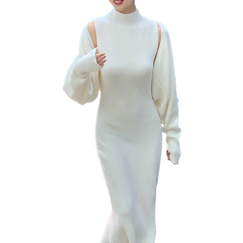 Womens Fall 2 Piece Outfits Bodycon Midi Tank Pullover Sweater Dress and Long Sleeve Cropped Cardigan Knit Sets  White One Size | Fruugo SG