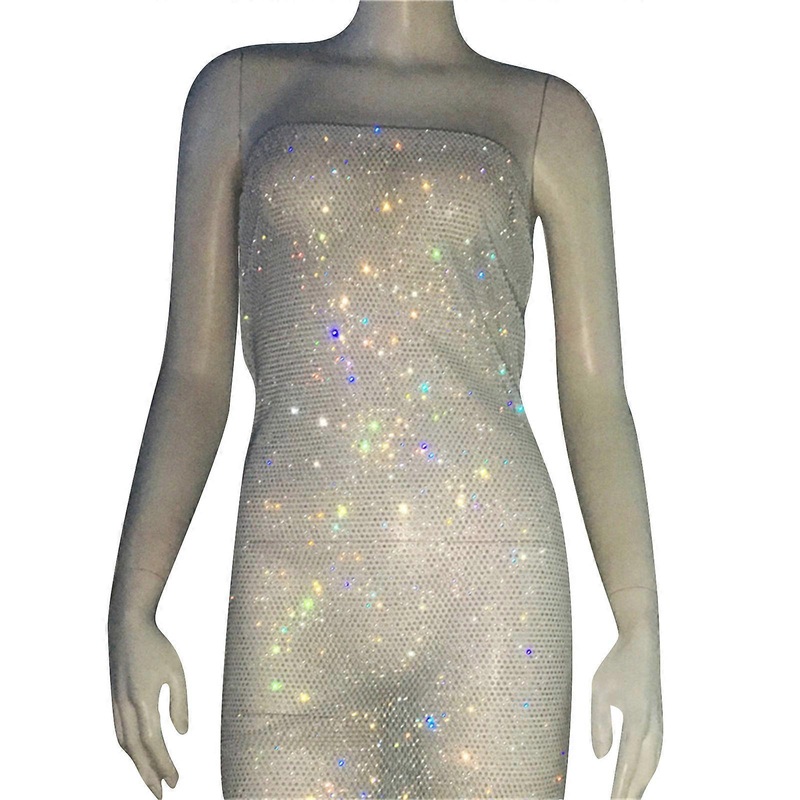Womens Sheer Mesh Rhinestones Cover Up Sexy Strapless Tube Top Fishnet Mini Bodycon Dress Crystal Fingerless Arm Sleeves  white dress | Fruugo SG