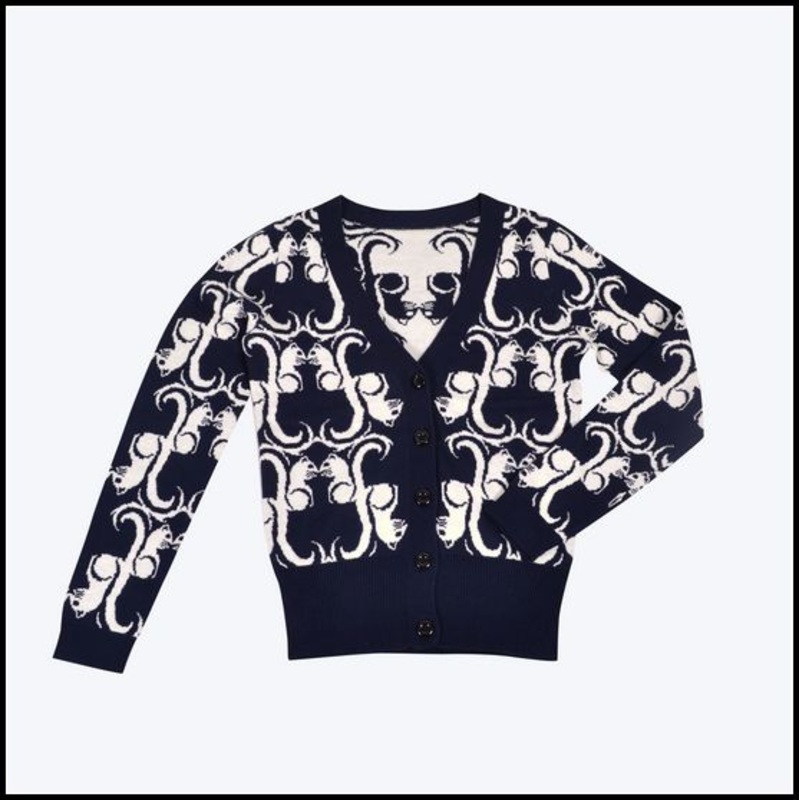 2013 Fashion V-Neck Loog Long Sleeve Ribbed Squirrel Cardigan Sweater/Chompas, Jacquard Knitwear – Women Cardigan Sweater and Squirrel Sweater price|S