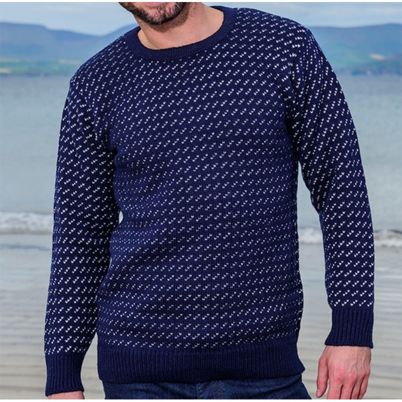 Bird Footprint Pattern Jacquard OEM 100% Pure Wool Custom Men Sweater – Men Sweater and Custom Men Knitwear price|M