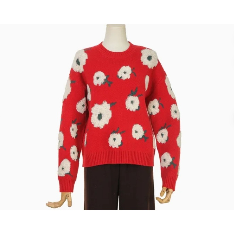 Chenille Embroidery Red Pullover Sweater for Women – Pullover Sweater price