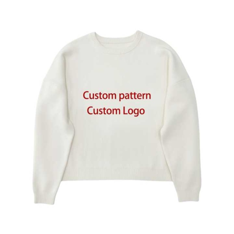 Custom Pattern Custom Logo Wholesale Jacquard Knit Sweater Pullover Cotton Knitted Designer Custom Sweaters Knitting – Knitted Sweater and Pullover Sweater price
