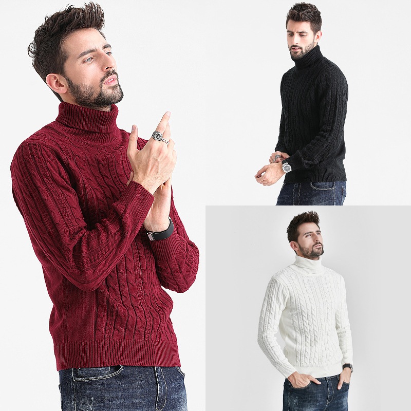 Fashion Mens Turtleneck Sweater Knitting Pullovers Rollneck Sweater Warm Winter Slim Fit Casual Tops – Rollneck Sweater and Slim Fit Casual Tops price|S