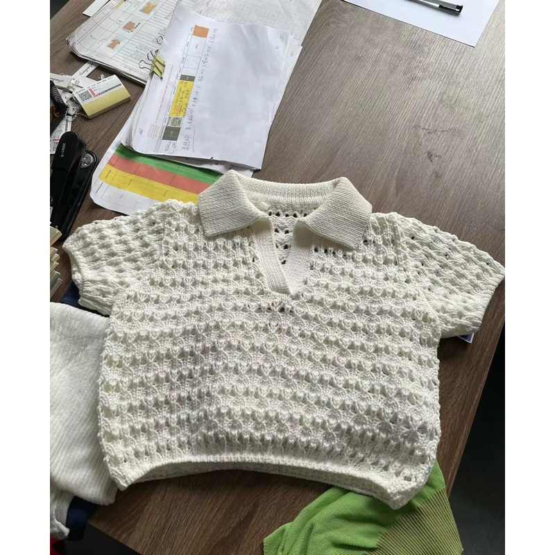 Hollow out Short Sleeved Polo Shirt – Hollow out Short Sleeved Polo Shirt price|S