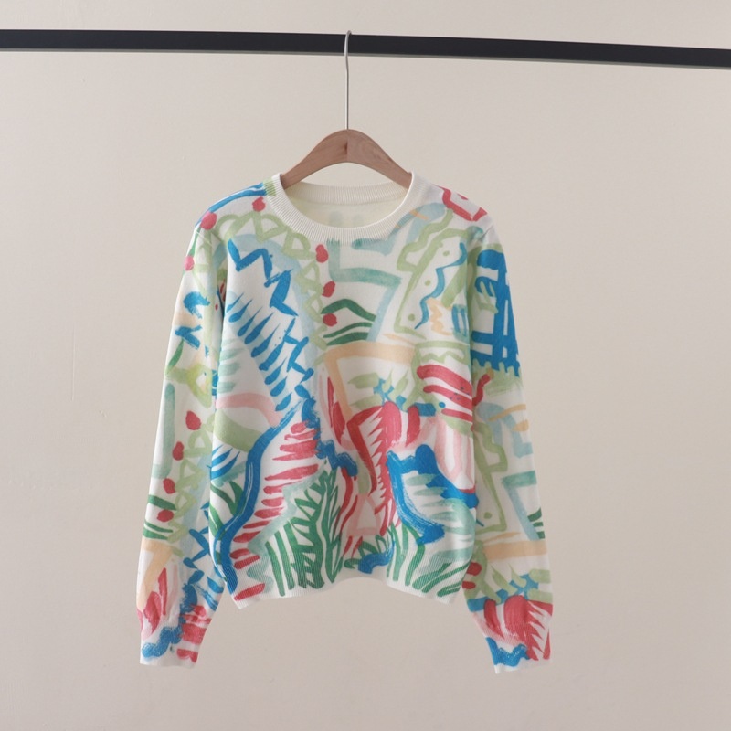 Tie Die Sweater Women Wool Knitwear Pullover Jumper Jersey Long Sleeve Knit Tops – Women Sweater and Sweater Pullover price|Free Size
