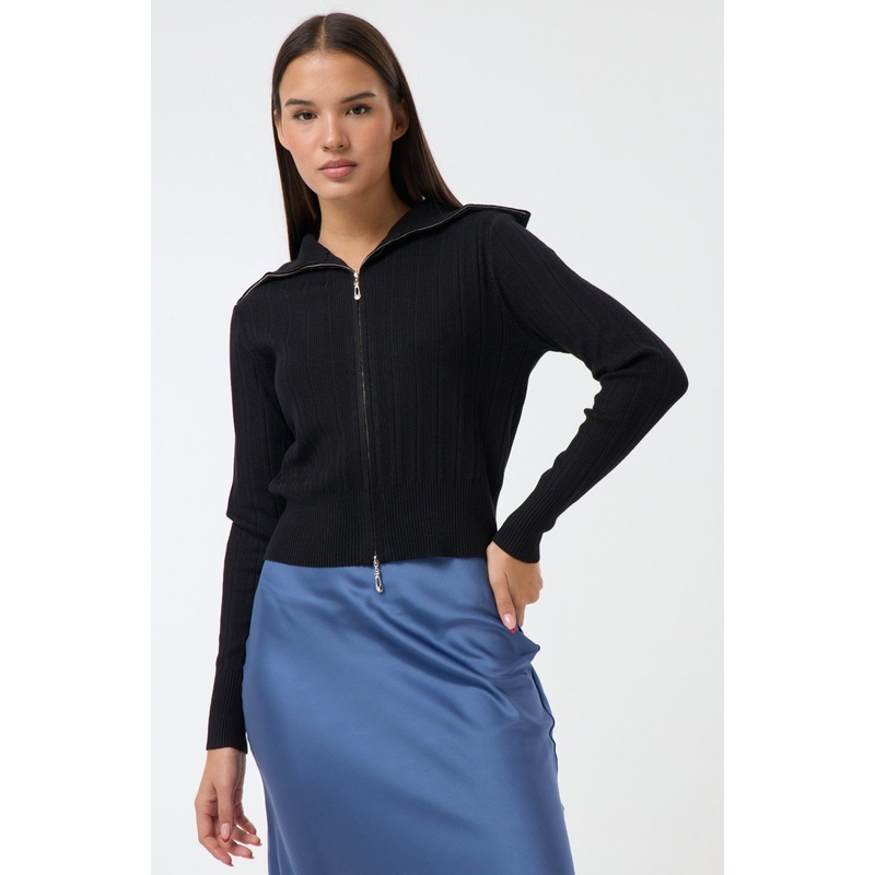 Womens Open-Front Zippered Knit Cardigan – Open-Front Zippered Knit Cardigan price|Free Size