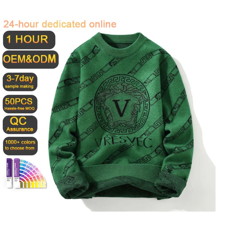 Customized Sweater European and American Mens Trendy Brand 2024 Autumn and Winter New Fashion Hot Diamond Jacquard Sweater – New Sweaters and Autumn and Winter Sweaters price|S/M/L/XL