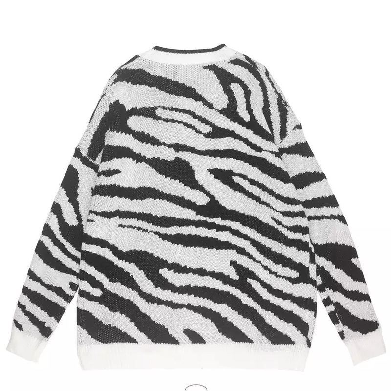 Customized Zebra Pattern Printed Round Neck Printed Mens Sweater, Chill Pullover Long Sleeve Men Sweater/ – Sweater price|S