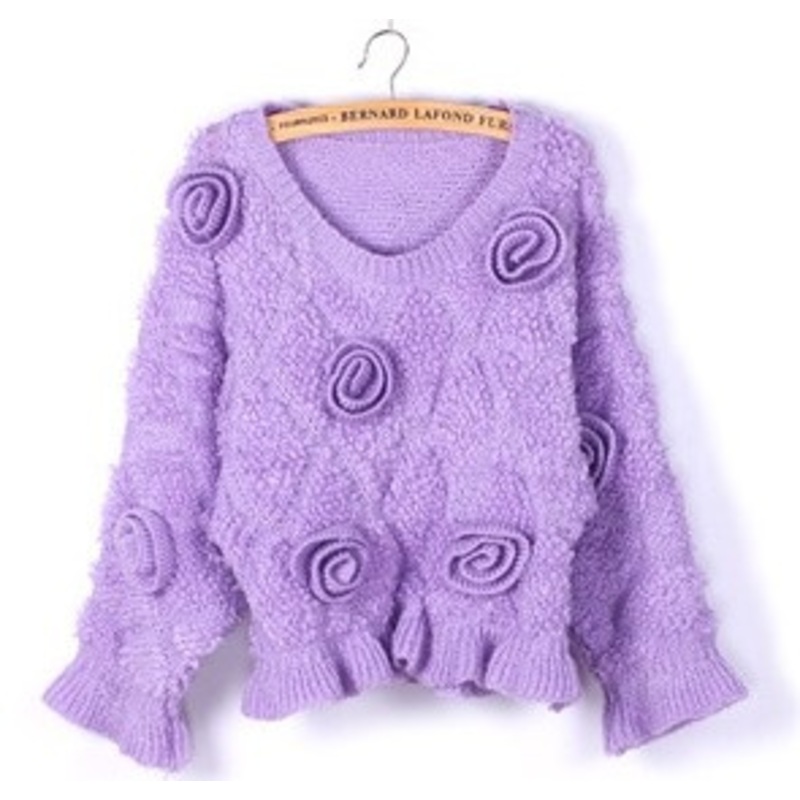 The Roses Sweaters with Ruffles (BT7025) – Knitted Sweater and Women Sweater price|S