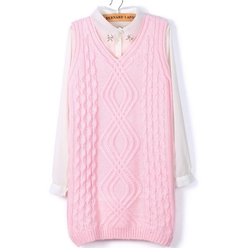 V Collar Sleeveless Sweater Vest (BT1388) – Knitted Sweater and Women Sweater price|S