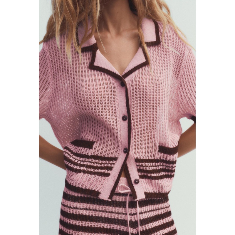 Wholesale Custom Fashion Knitted Polo Jacket Hollow out Cardigan for Women Ladies – Knitted Polo Jacket and Fashion Knitted Cardigan price