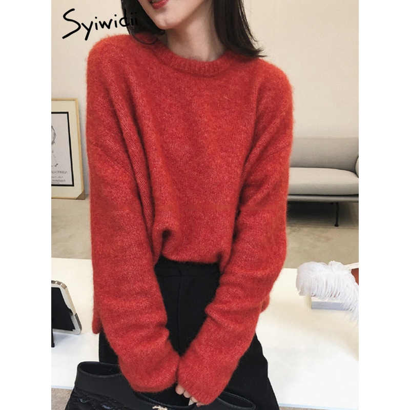Women Cashmere Pullover Knit Winter Clothes Korean Oversized Sweater Batwing Sleeve – Sleeve price|S