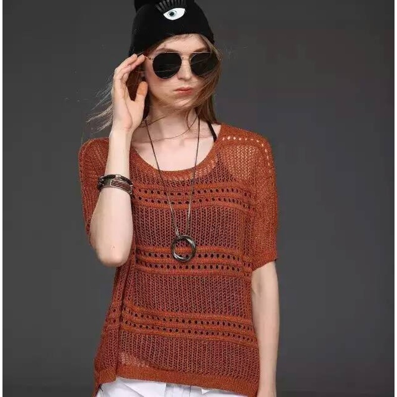 2016 New Arrivial Crochet Short Sleeve Summer Sweater – Fashion Sweater and Summer Sweater price|S