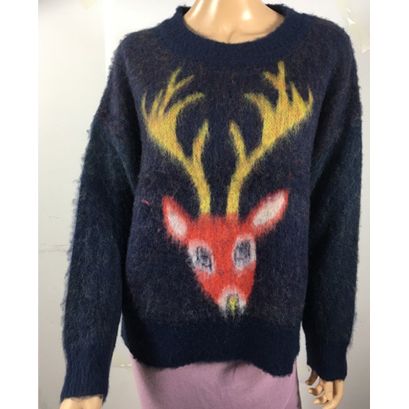 2018 New Design Womens Mohair Round Neck Sweater with Animal Deer Pattern – Mohair Swear and Round Neck Sweater price|S