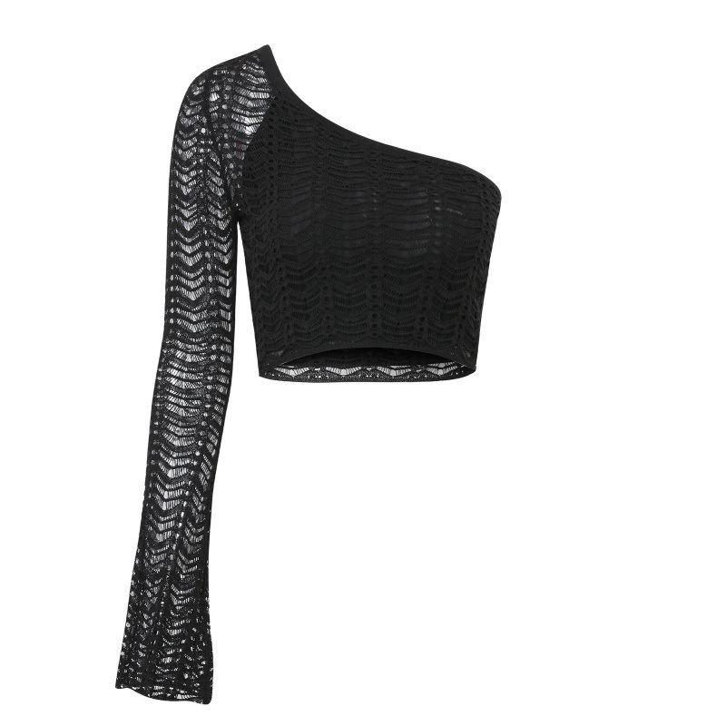 2024 Spring/Summer Knitted Sweater Single Shoulder Hollowed-out Crew Neck Fashion Long-Sleeved Women Sweaters – Can Be Customized and Knitted price|S