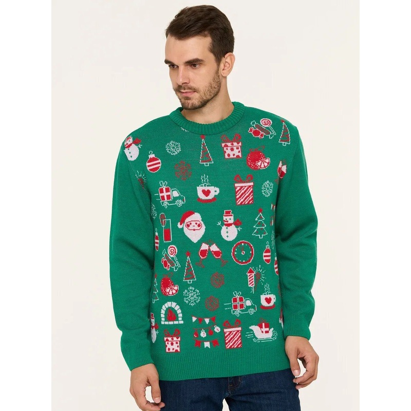 Custom Christmas Sweater Unisex Wholesale Men Xmas Crew Neck Jacquard Pullover Knitwear Christmas Sweaters – OEM ODM Sweater Christmas Jumper Pullover and Custom Knit Ugly Christmas Sweater price|S