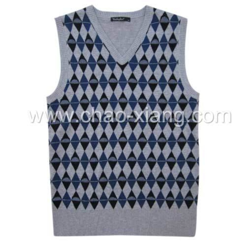 Mens Knitting Vest with Jacquard Pattern (CXM11-004) – Knitwear and Garment price