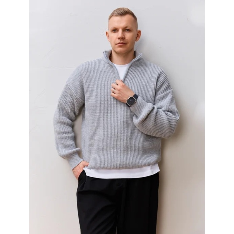 Mens Quarter Zip Sweater Mock Neck Pullover Ribbed Knit Casual Polo Sweaters – Quarter Zip Knit Casual Polo Sweaters and Knitted Men Clothes Knitwear Sweater Men price|S M L XL XXL Custom Accepted