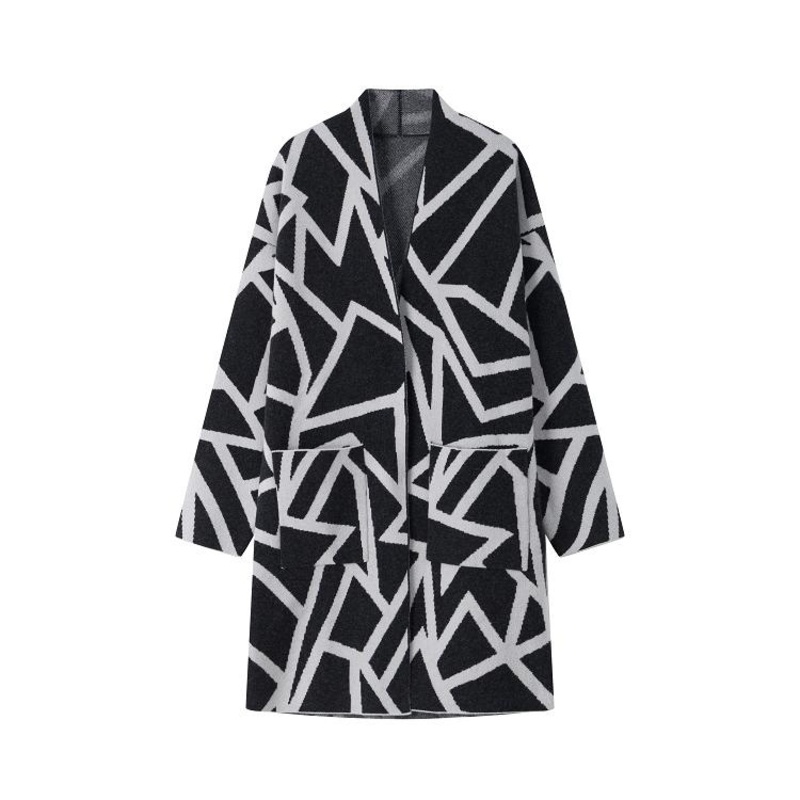 Womens Geometric Patterned 100% Cashmere Coat – Cashmere Coat and Cashmere Sweater price|S