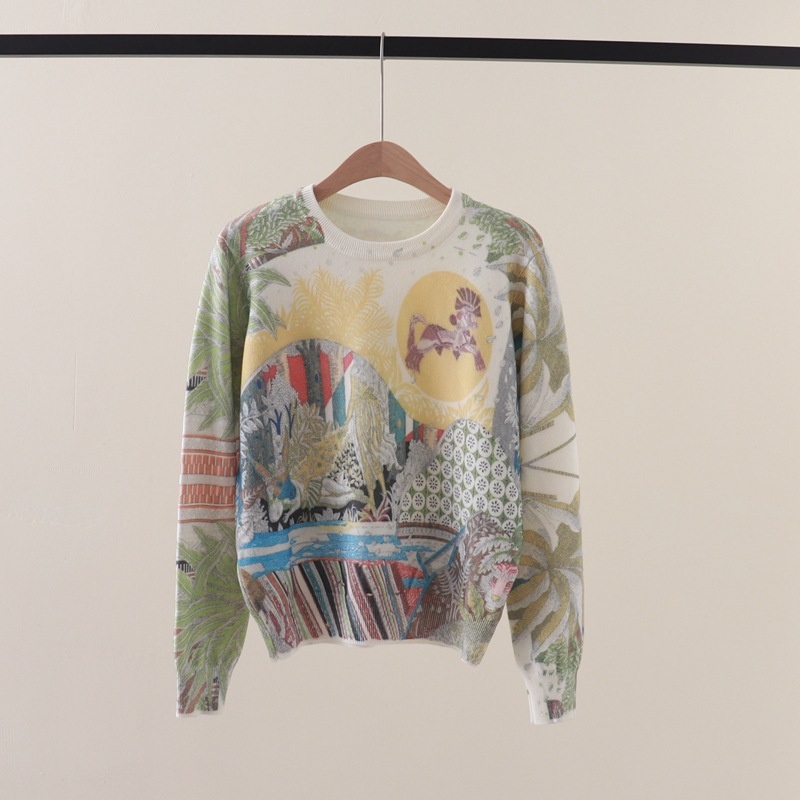 Korean Fashion Womens Sweater Pullover Jumper Chain Print Y2K Knit Tops Brand Design Jersey Harajuku Knitwear 2025 New Clothes – Women Sweater and Sweater Pullover price|Free Size