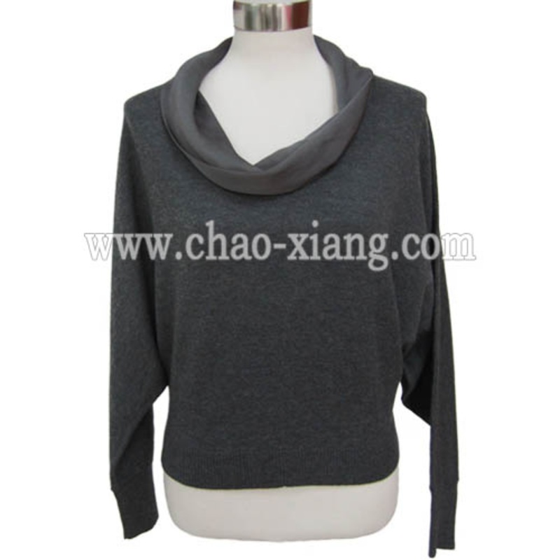 Ladies Pullover Sweater with Satin Collar (CX12S058) – Ladies Pullover and Pullover price|S