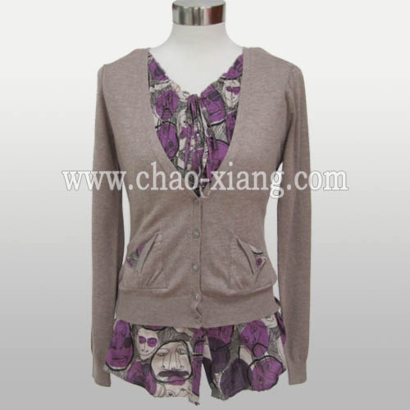 Ladies V-Neck Knitted Blouse (CX12S060) – Blouse and Knitted Blouse price