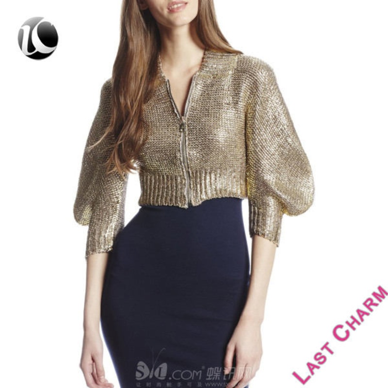 Metallic Buble Sleeves Sweater – Sweater and Designer Sweater price|S