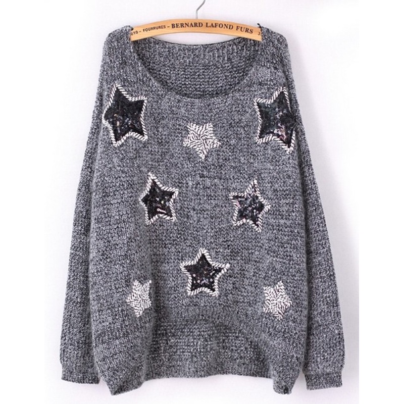 Star Paillette Loose Sweater – Knitted Sweater and Women Sweater price|S