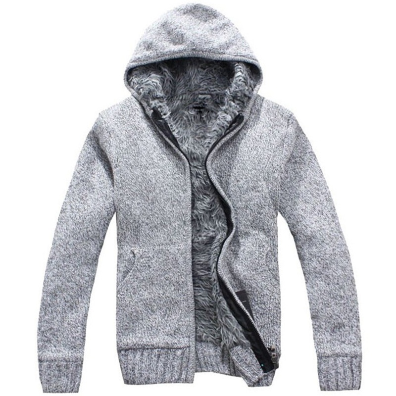 Youth Mens Cardigan Sweater Fleece Thick Hoodies Knitted Sweater Warm Men Casual Coat Winter Jacket – Winter Jacket and Slim Fit Casual Tops price|S