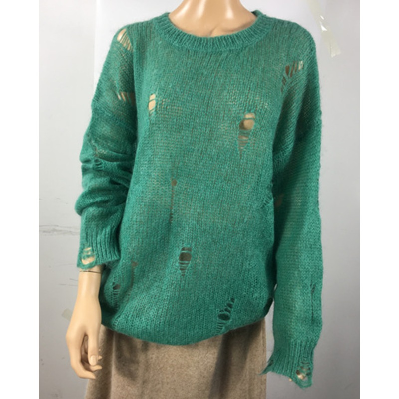 2018 Latest Style Broken Hole Design Pullover Knitted Sweater Long Sweater for Women – Broken Hole Design Sweater and Long Sweater price|S