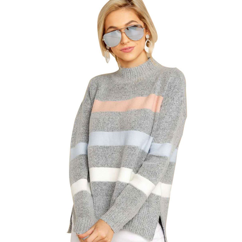 Autumn Winter Striped Plus Size Womens Pullover Sweaters Oversized Color Block Sweater – Pullover Sweaters and Women Sweater price|S